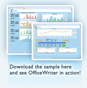Download this sample OfficeWriter project and guide that demonstrates a sophisticated dashboard, modeled after a real customer's application!